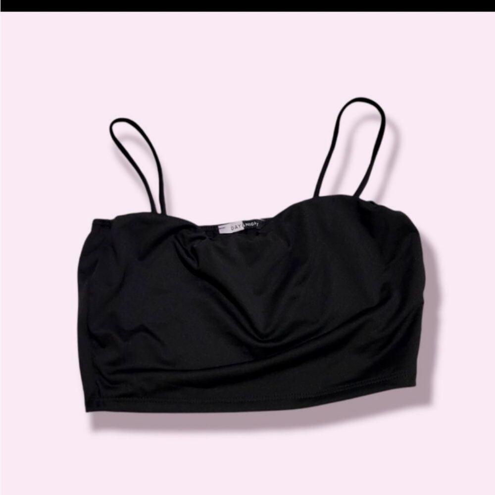 Day and night black spaghetti strap Bralette/Crop Top size extra small